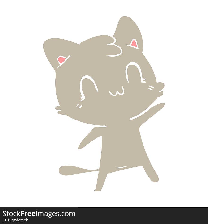 flat color style cartoon happy cat