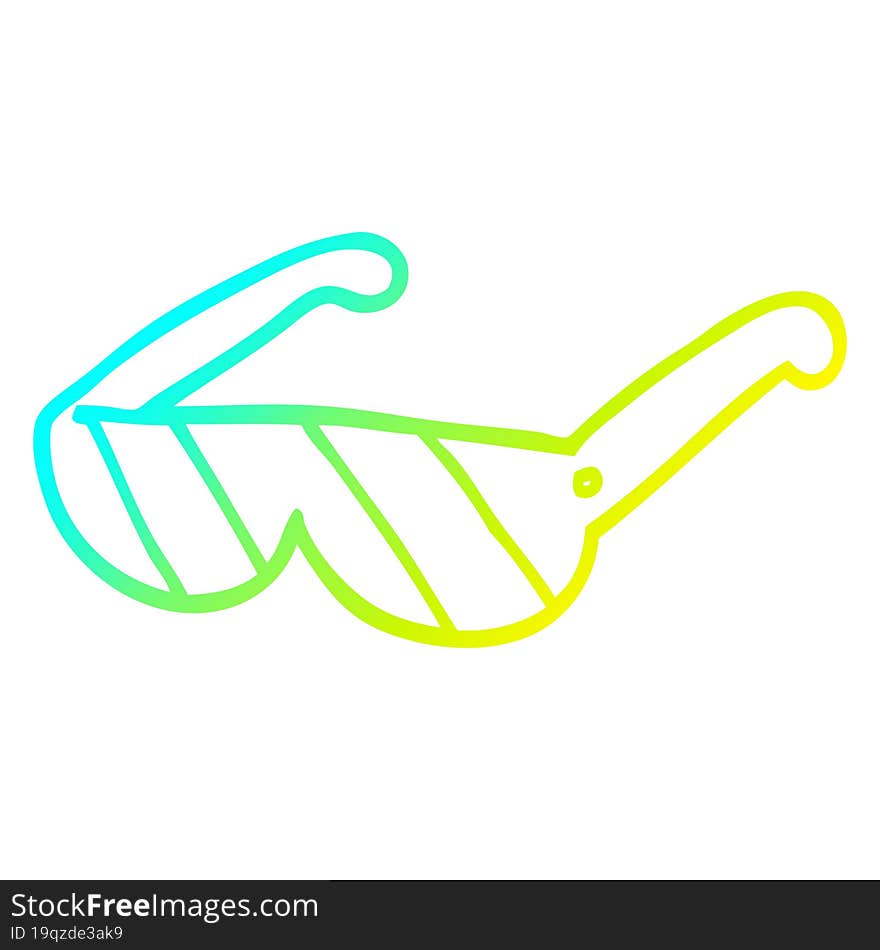 cold gradient line drawing of a cartoon safety glasses