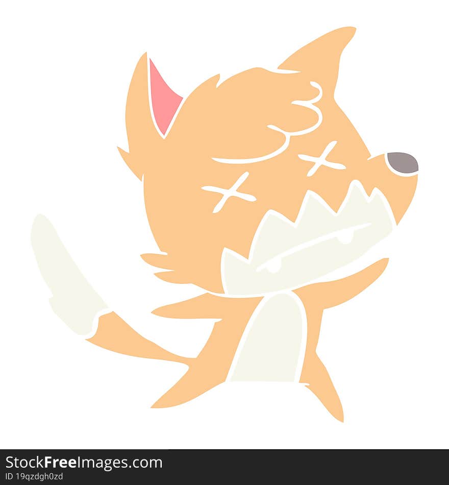 flat color style cartoon dead fox