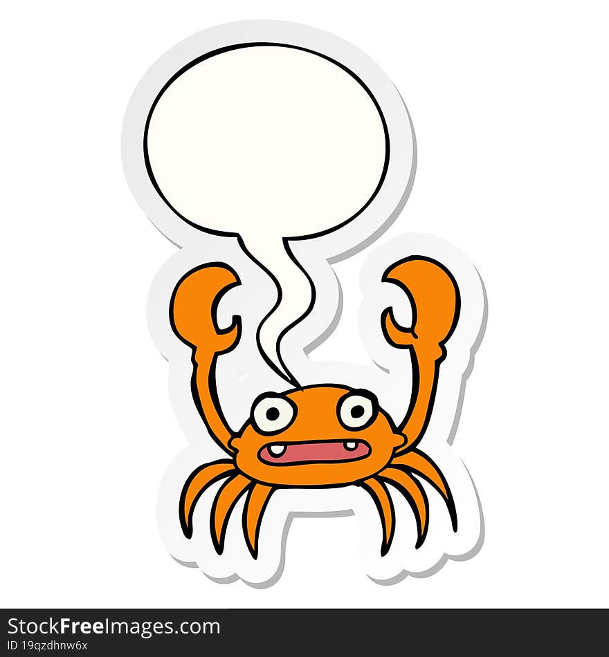 cartoon crab and speech bubble sticker