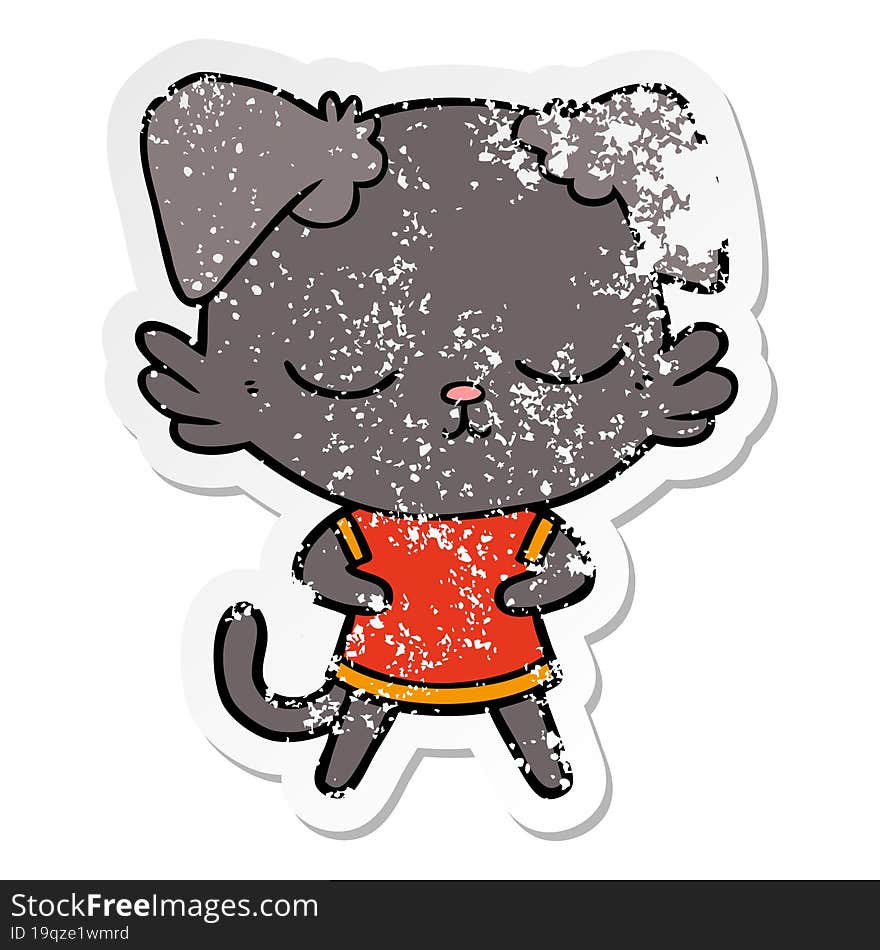 distressed sticker of a cute cartoon dog