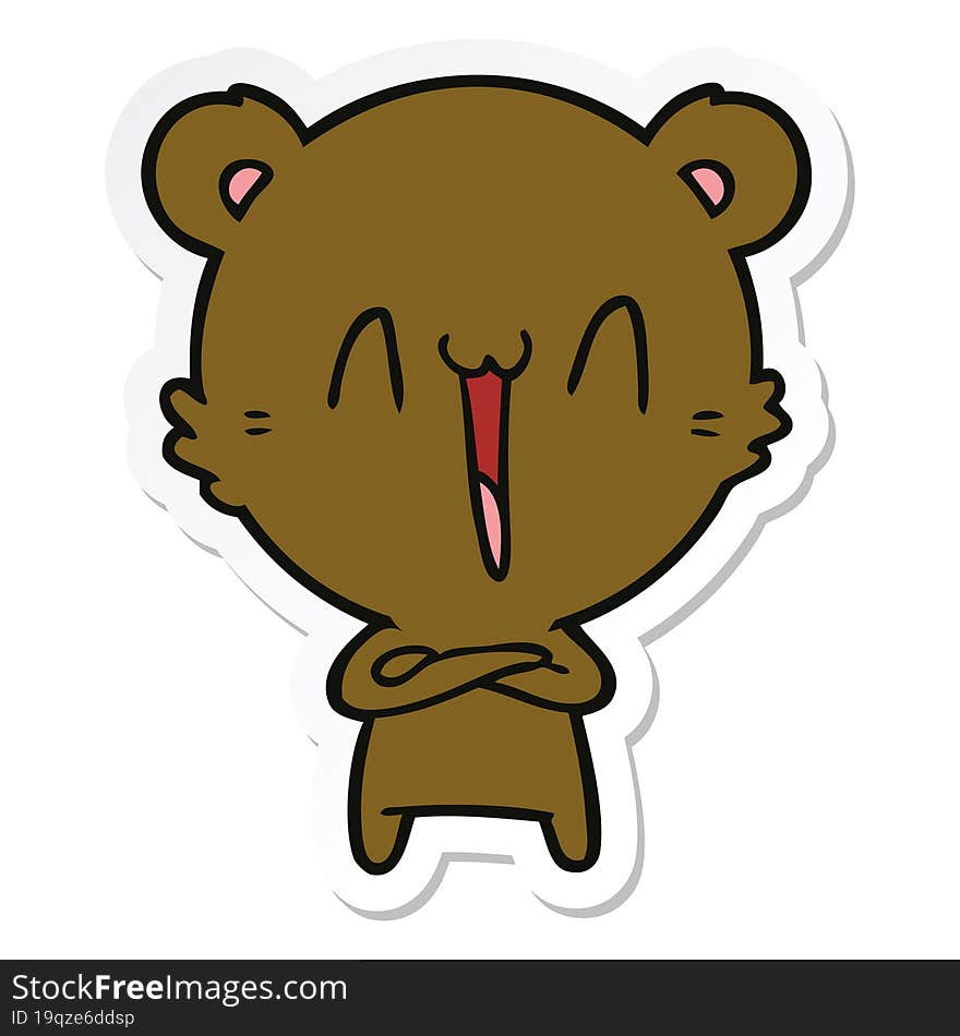 sticker of a happy bear cartoon