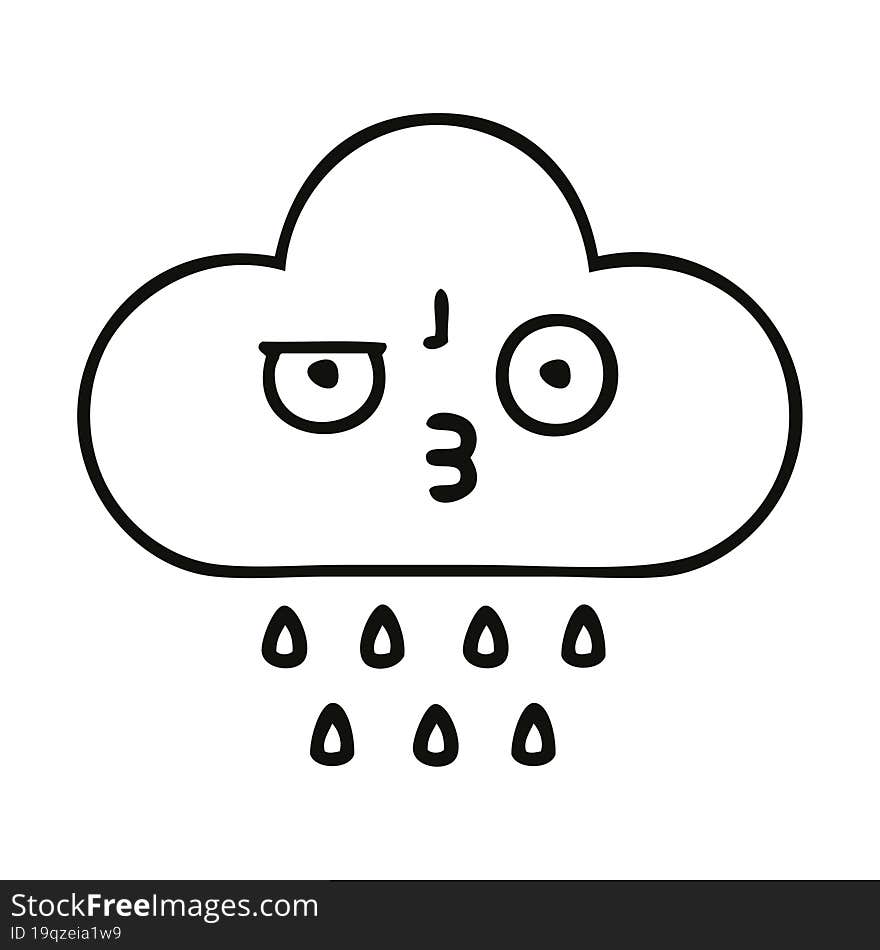 line drawing cartoon rain cloud