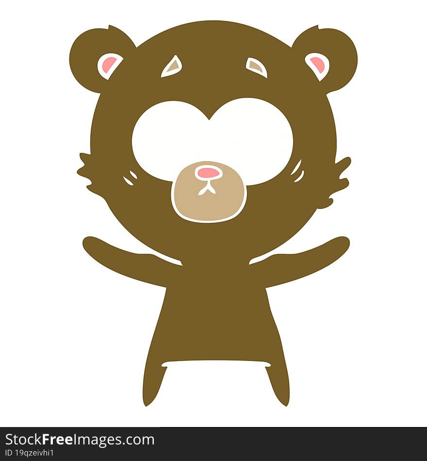 surprised bear flat color style cartoon