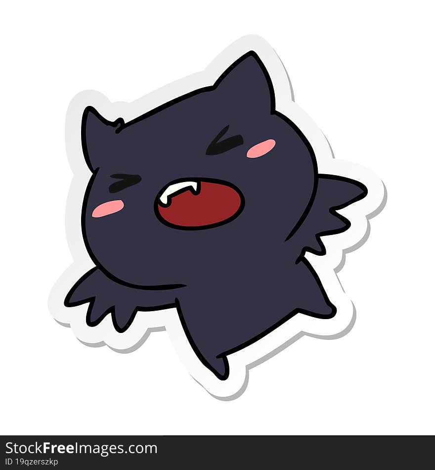 sticker cartoon of a kawaii cute bat