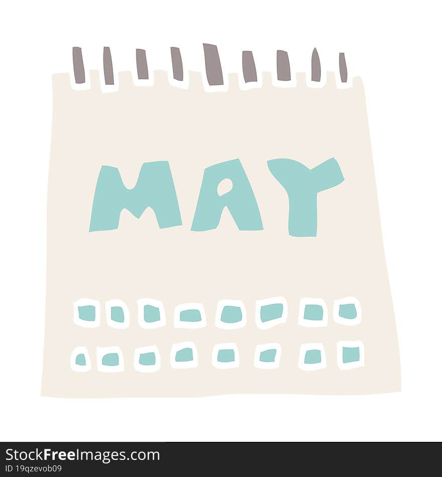 cartoon doodle calendar showing month of may