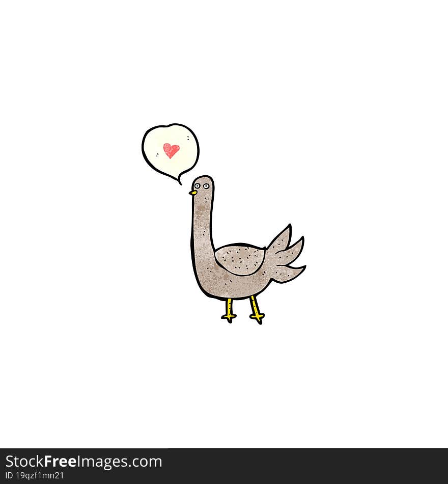 Cartoon Bird With Love Heart