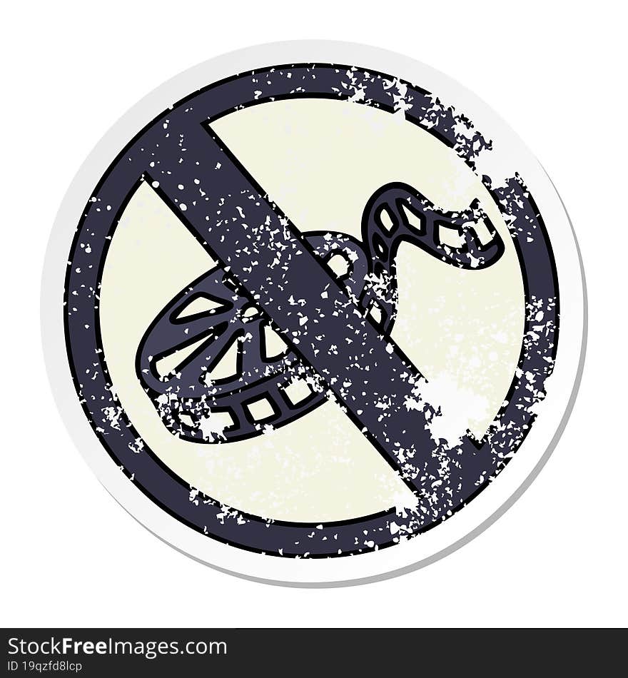 Distressed Sticker Of A Cute Cartoon No Movies Sign