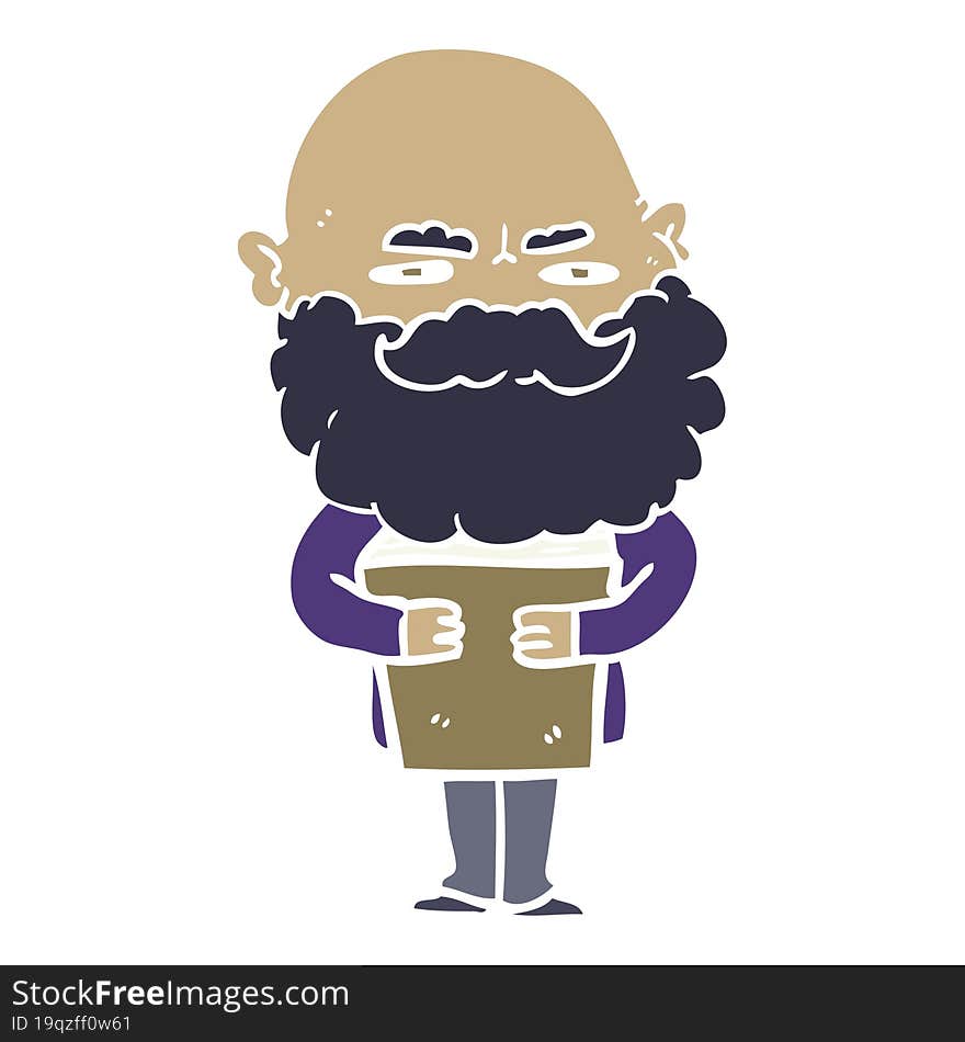 flat color style cartoon man with beard frowning