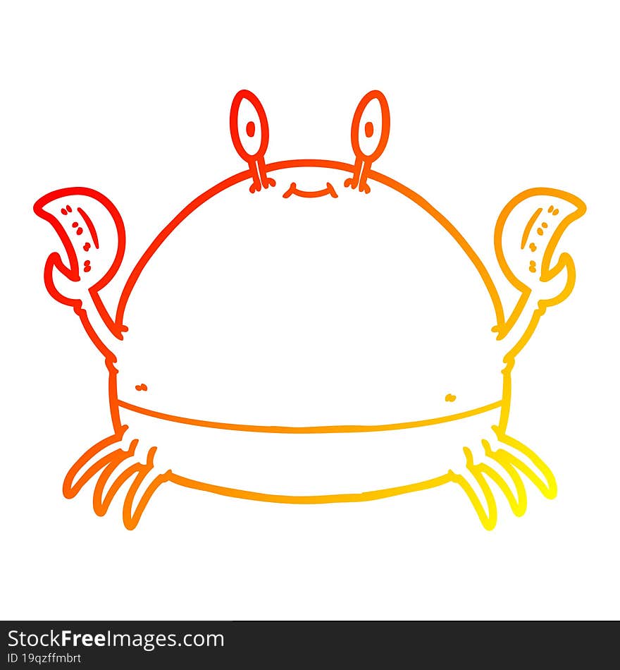 Warm Gradient Line Drawing Cartoon Crab