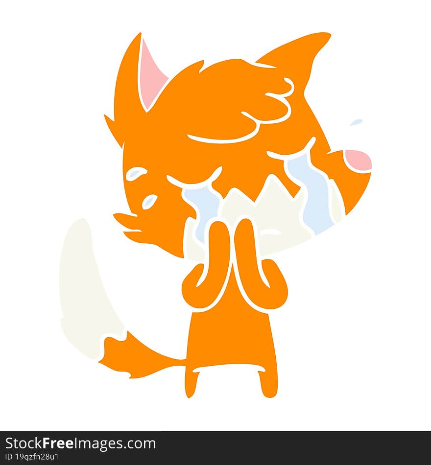 Crying Fox Flat Color Style Cartoon