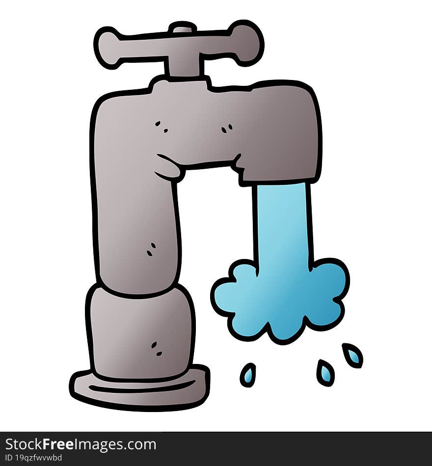 Cartoon Doodle Running Faucet