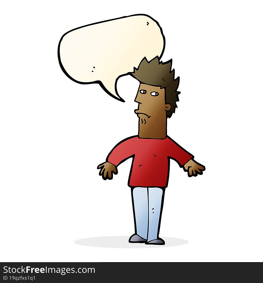 cartoon worried man with speech bubble