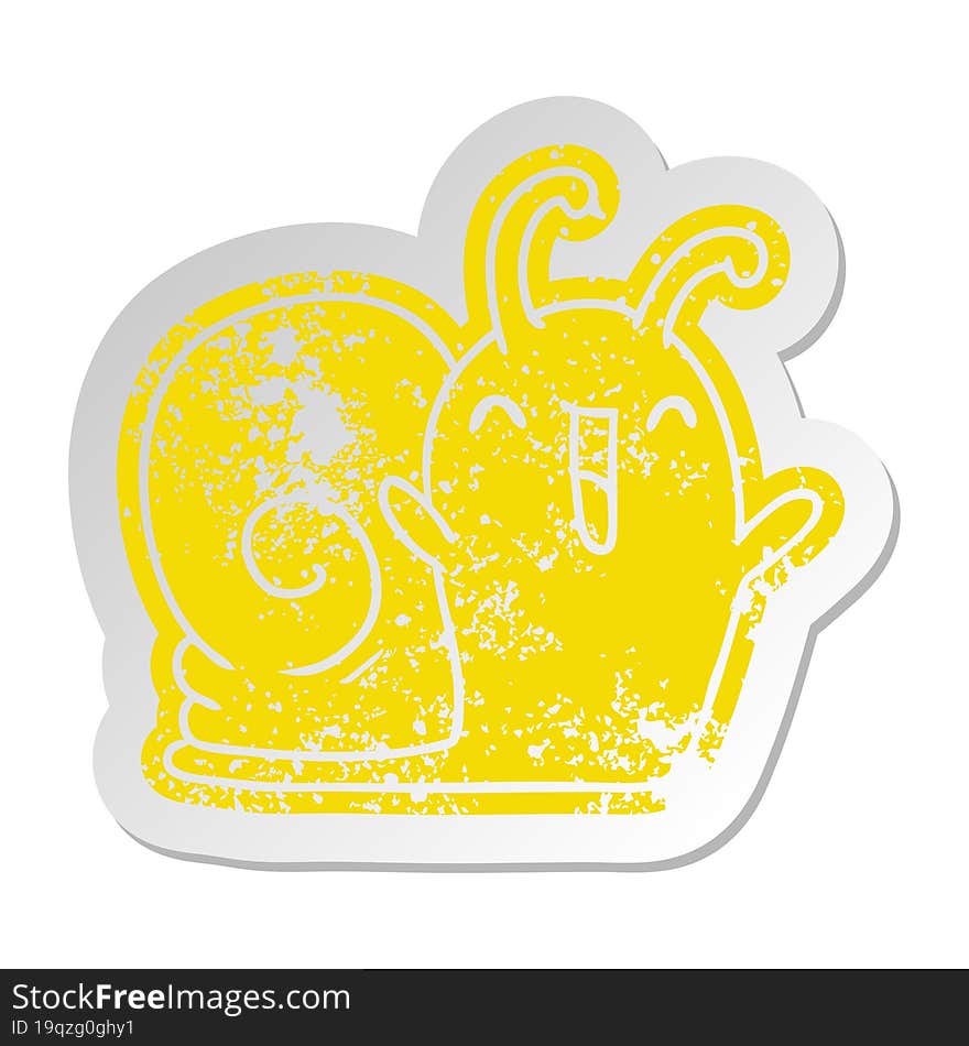 distressed old sticker kawaii happy cute snail