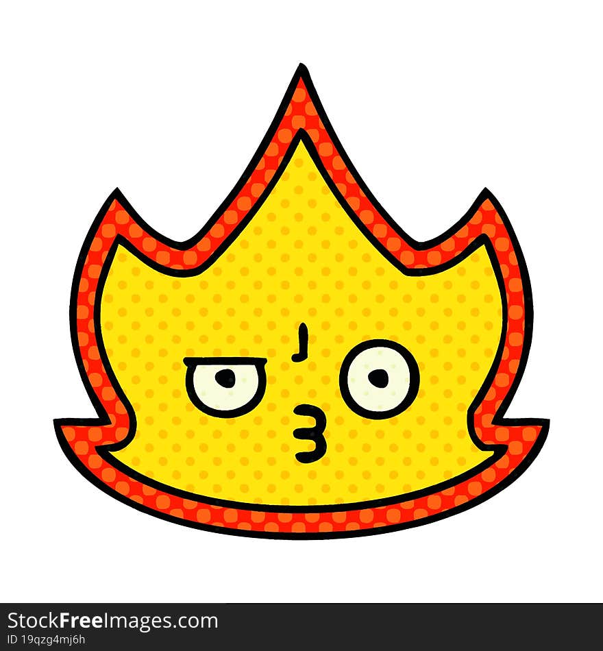 comic book style cartoon of a fire flame