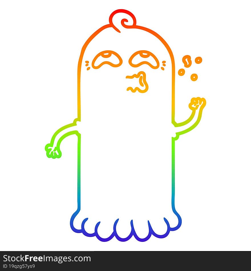 rainbow gradient line drawing cartoon ghost