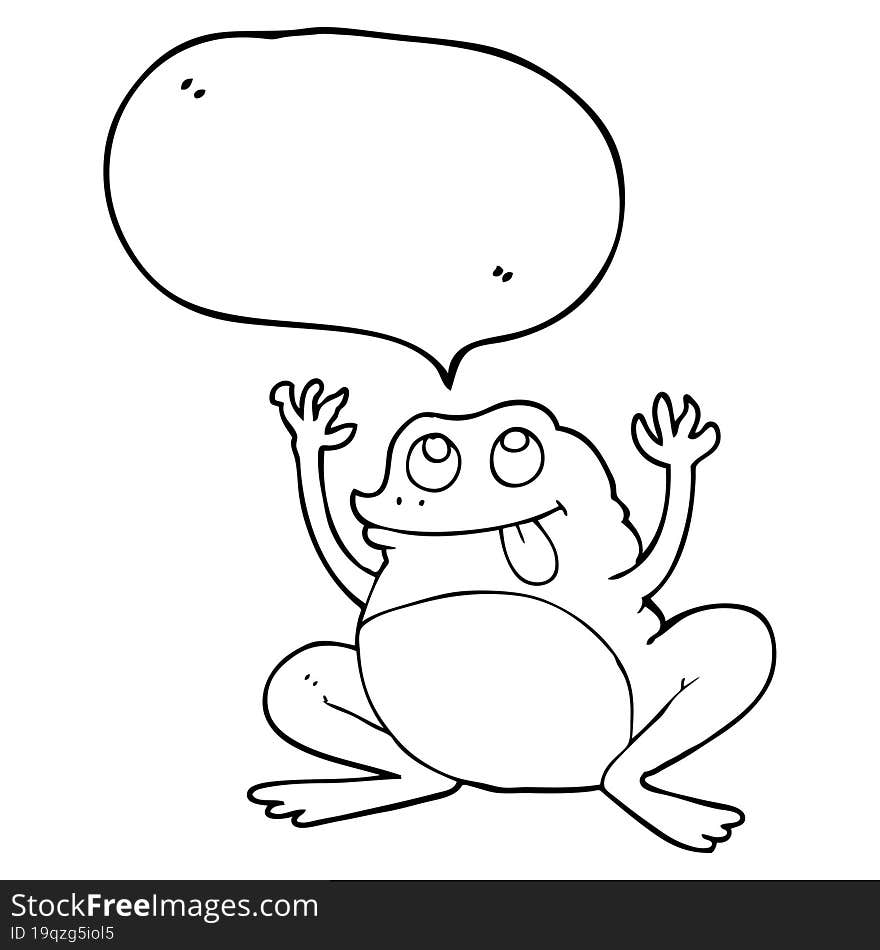 funny freehand drawn speech bubble cartoon frog. funny freehand drawn speech bubble cartoon frog