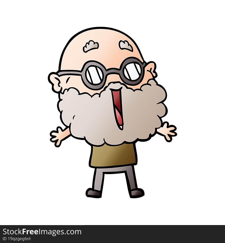 cartoon joyful man with beard. cartoon joyful man with beard