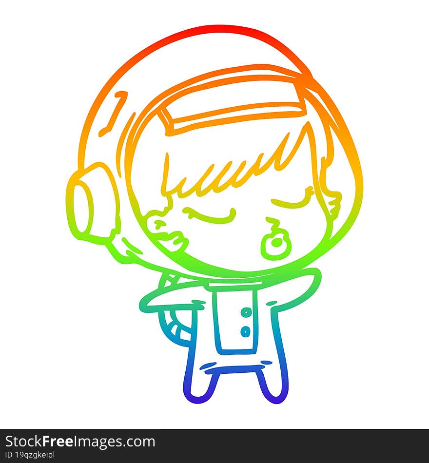 rainbow gradient line drawing cartoon pretty astronaut girl