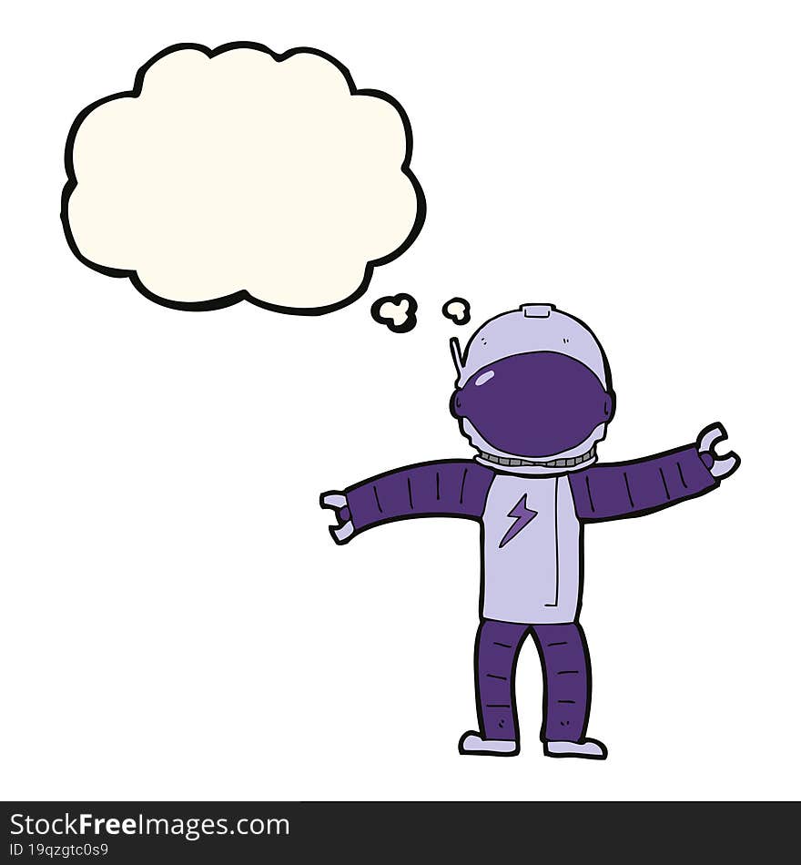 cartoon astronaut with thought bubble