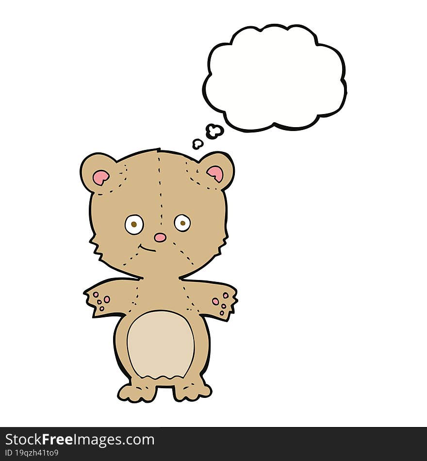 cartoon happy teddy bear with thought bubble