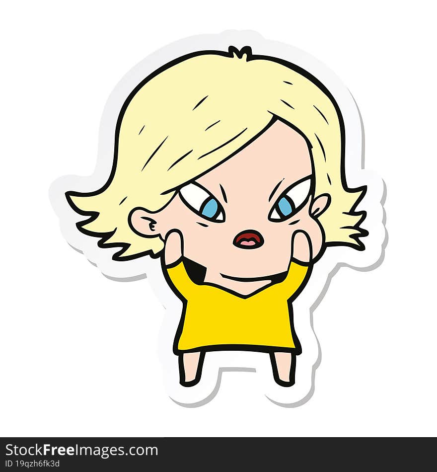 sticker of a cartoon stressed woman