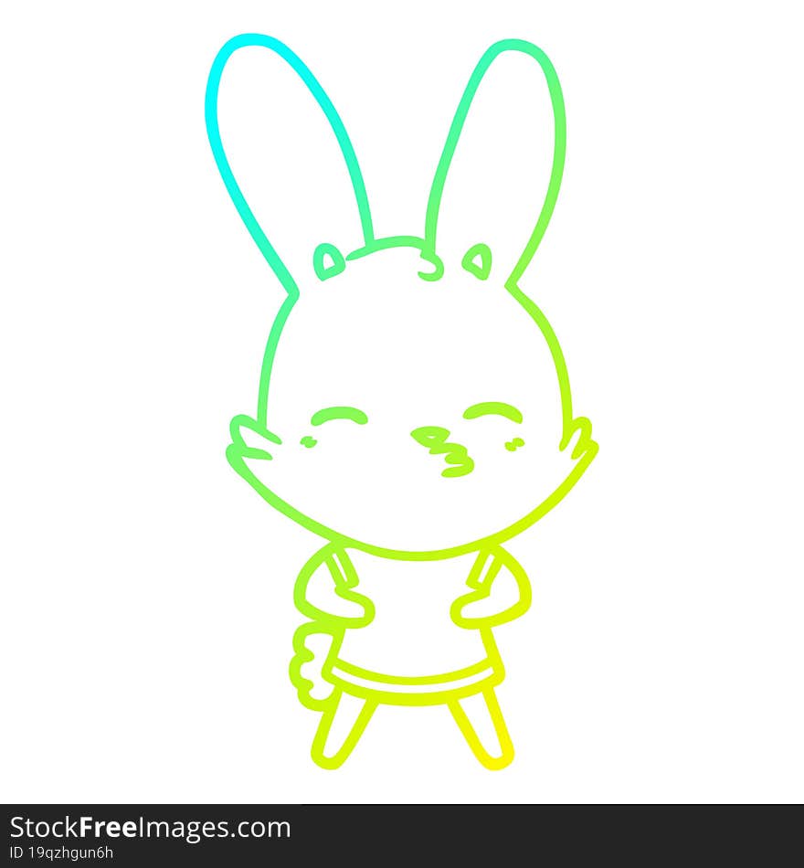 cold gradient line drawing curious bunny cartoon