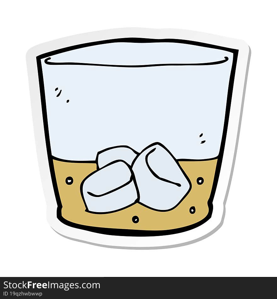 sticker of a cartoon whiskey in glass