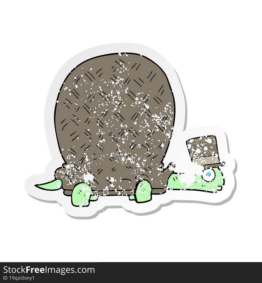 retro distressed sticker of a cartoon tortoise