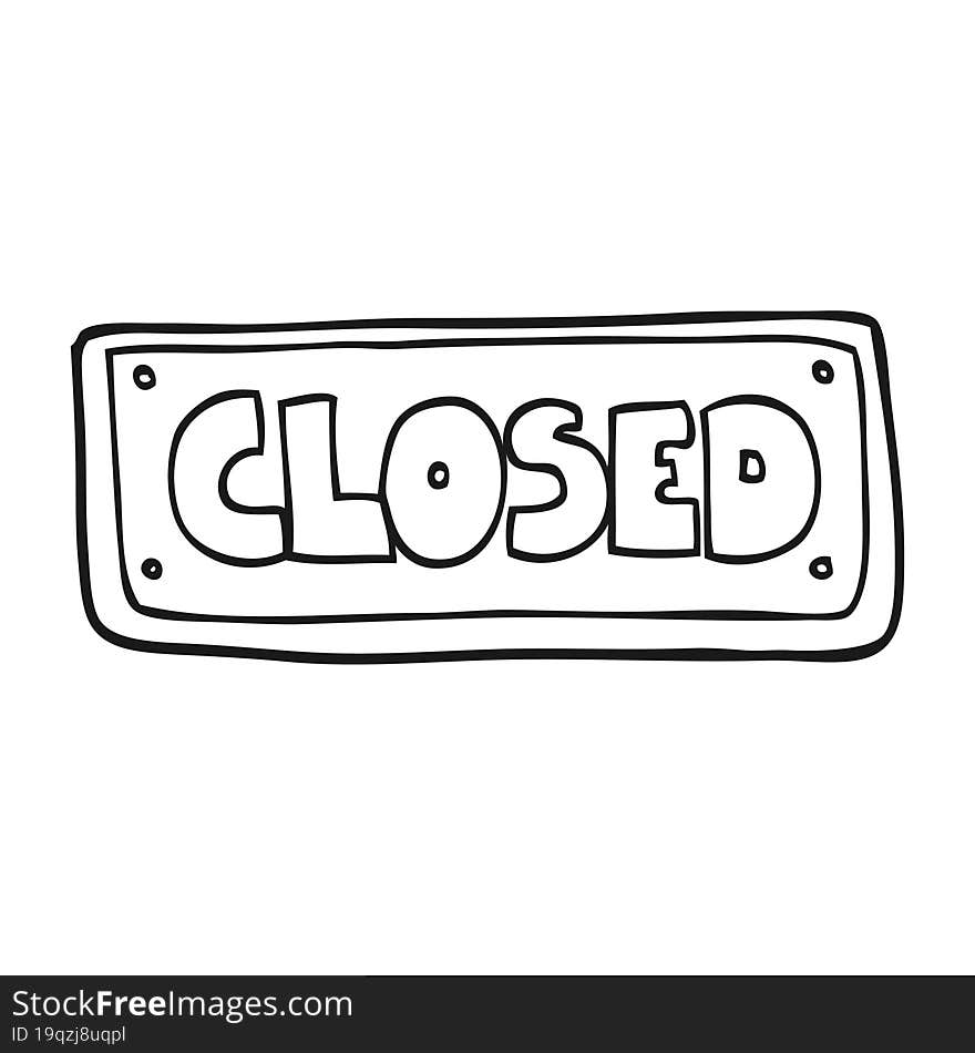 black and white cartoon closed shop sign