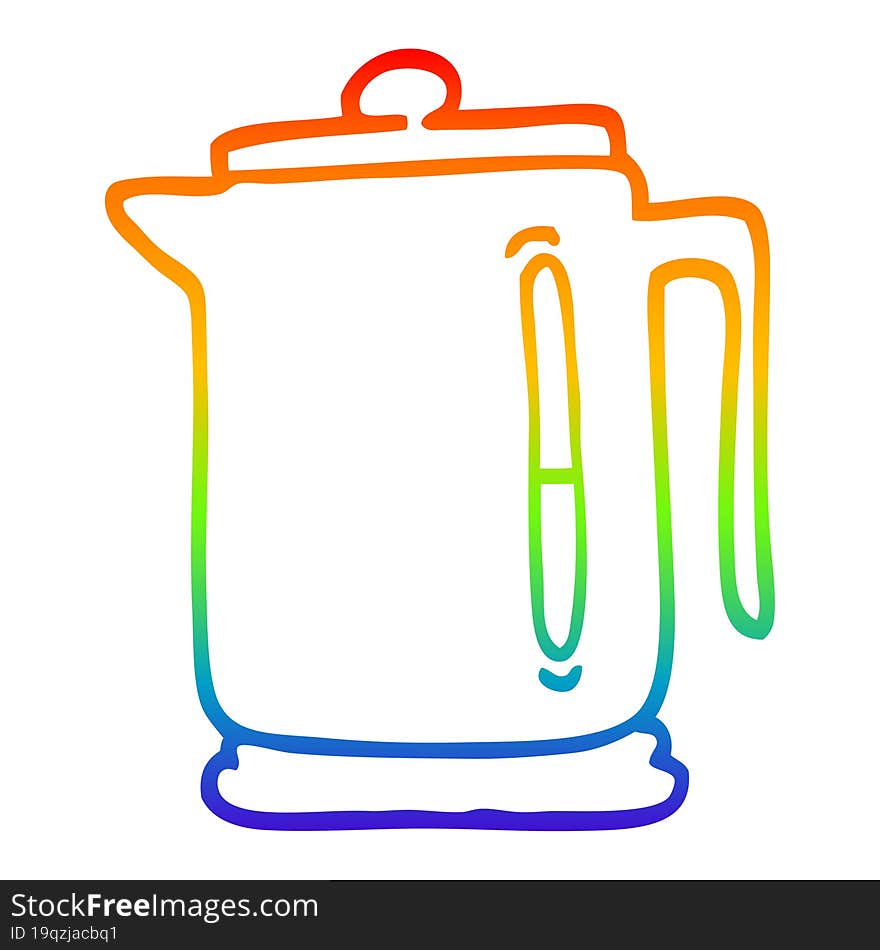 rainbow gradient line drawing of a cartoon kettle