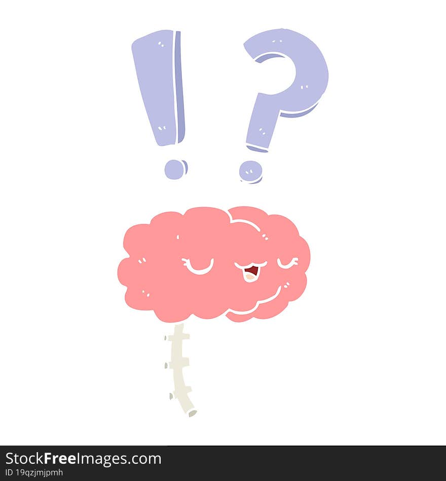 flat color style cartoon curious brain