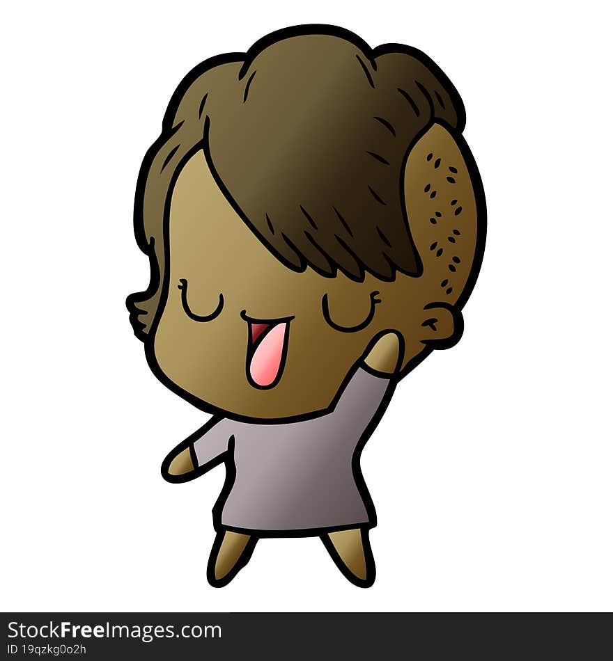 cute cartoon girl with hipster haircut. cute cartoon girl with hipster haircut