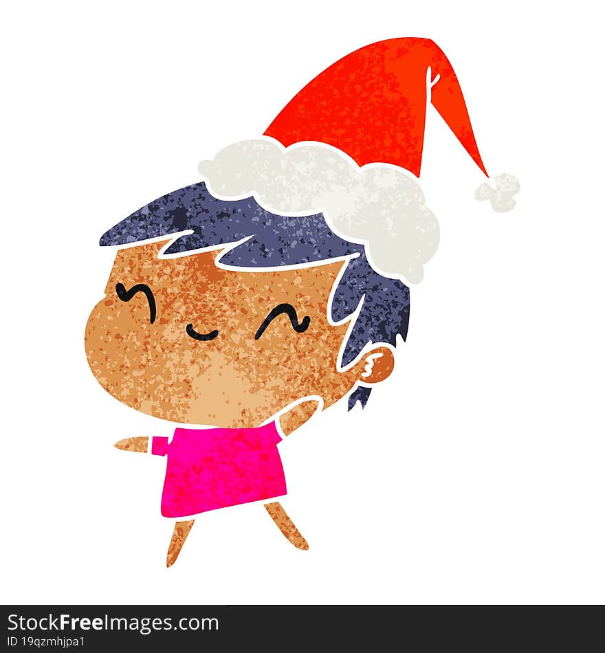 hand drawn christmas retro cartoon of kawaii girl