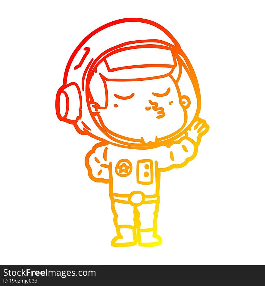 warm gradient line drawing cartoon confident astronaut