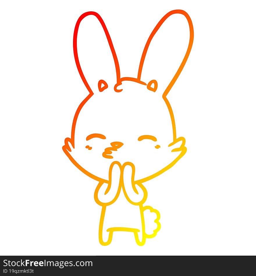 warm gradient line drawing of a curious bunny cartoon