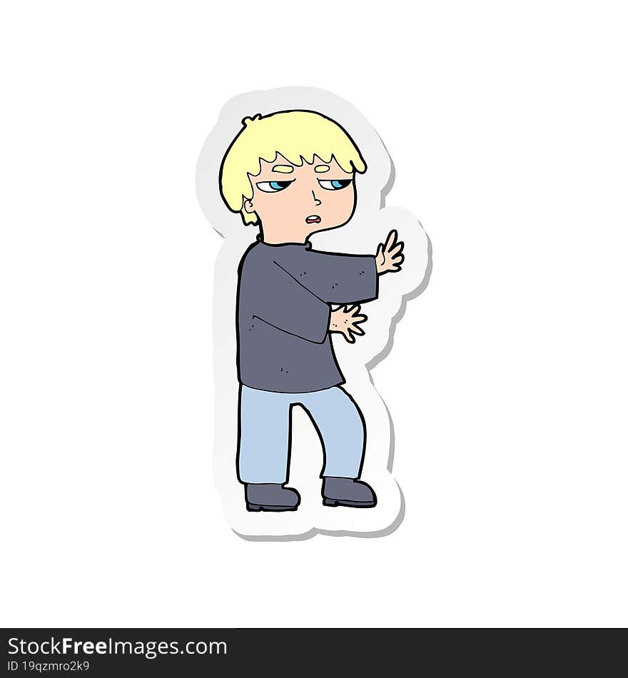 Sticker Of A Cartoon Man Gesturing