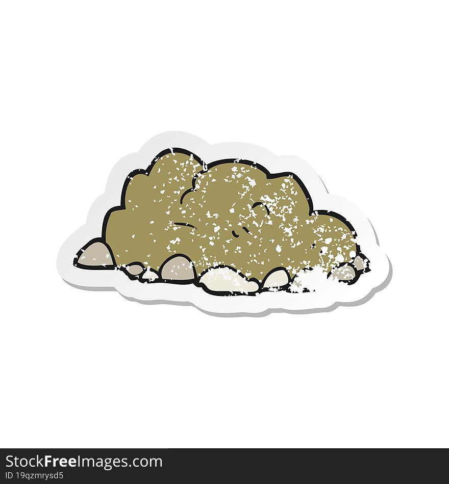 retro distressed sticker of a cartoon pile of dirt