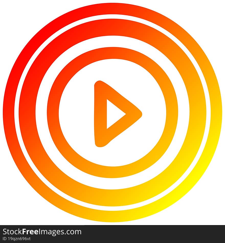 play button circular in hot gradient spectrum