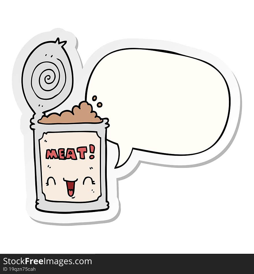 cartoon canned meat and speech bubble sticker