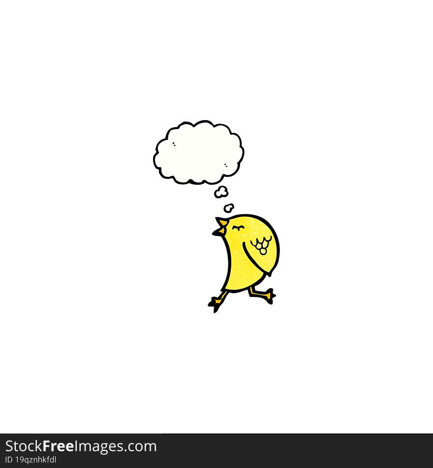 cartoon bird with thought bubble