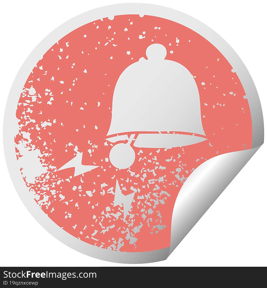 distressed circular peeling sticker symbol ringing bell