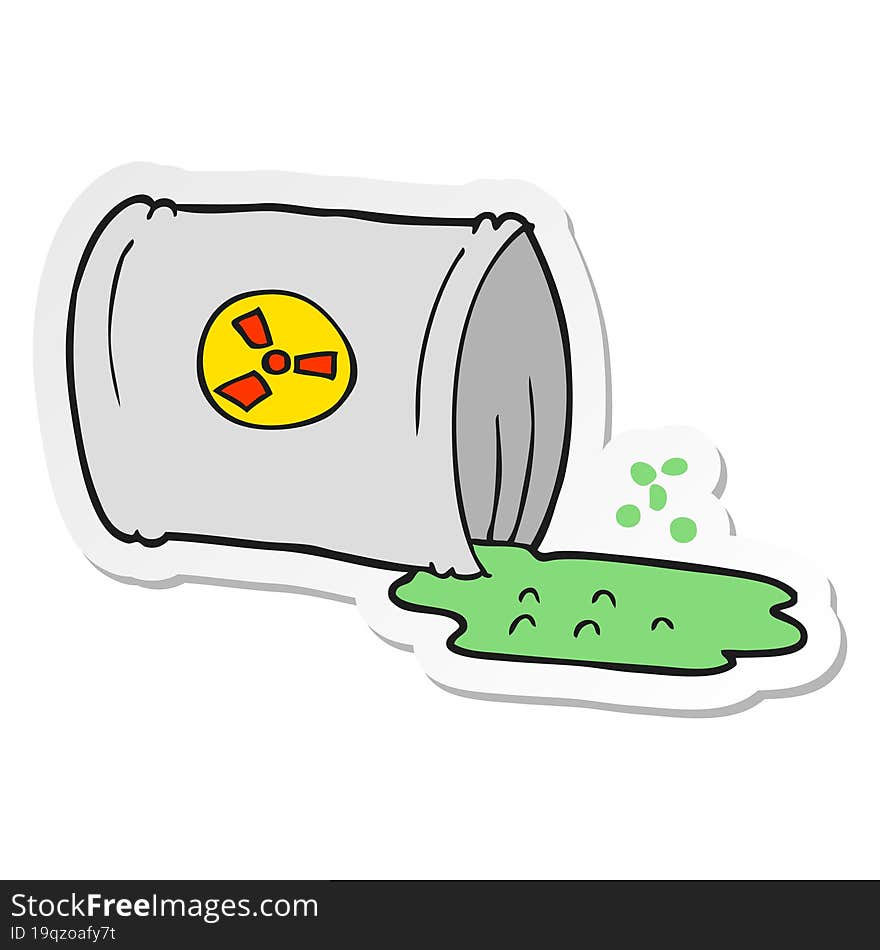 Sticker Of A Cartoon Nuclear Waste