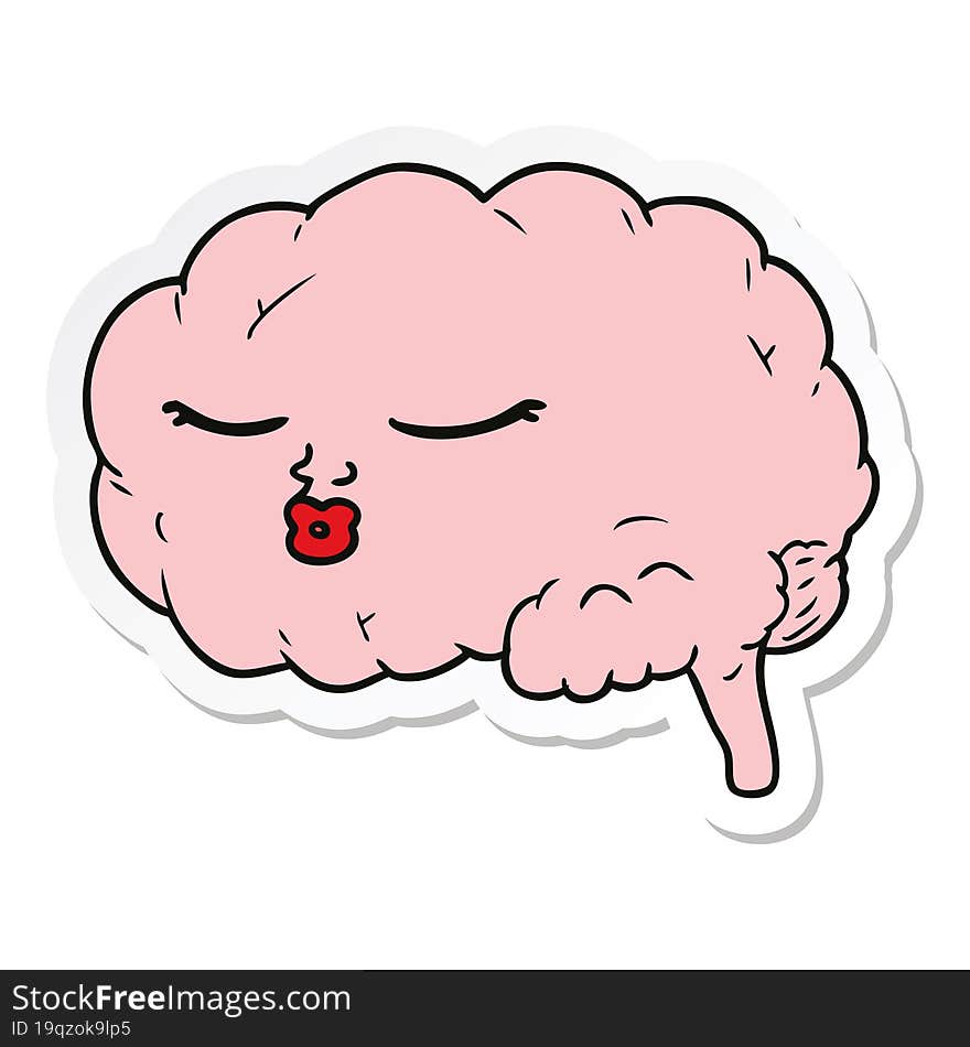 sticker of a cartoon brain