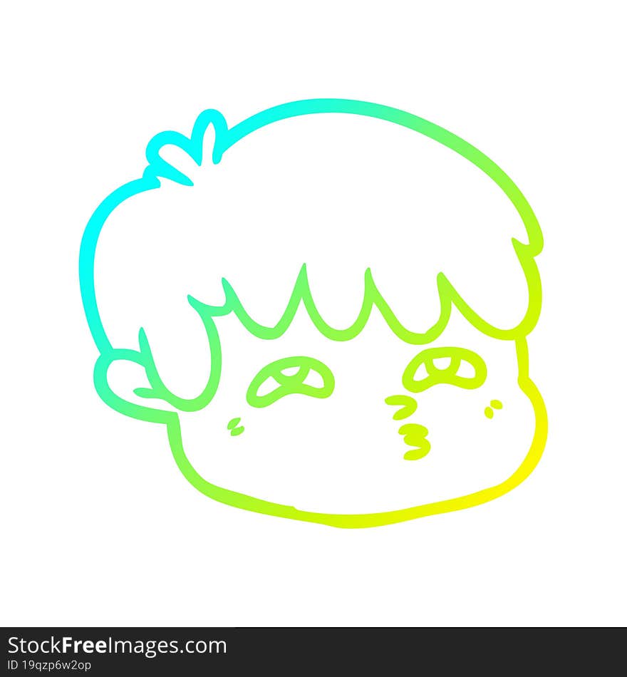 cold gradient line drawing cartoon male face