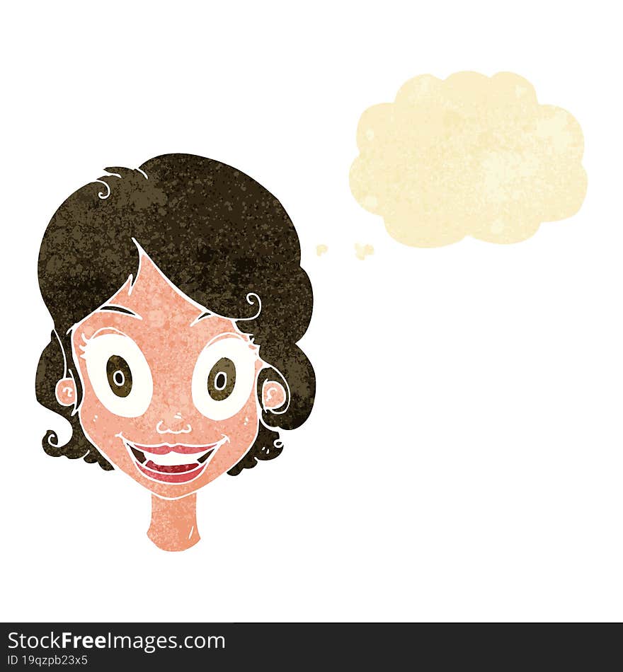 Cartoon Happy Woman With Thought Bubble