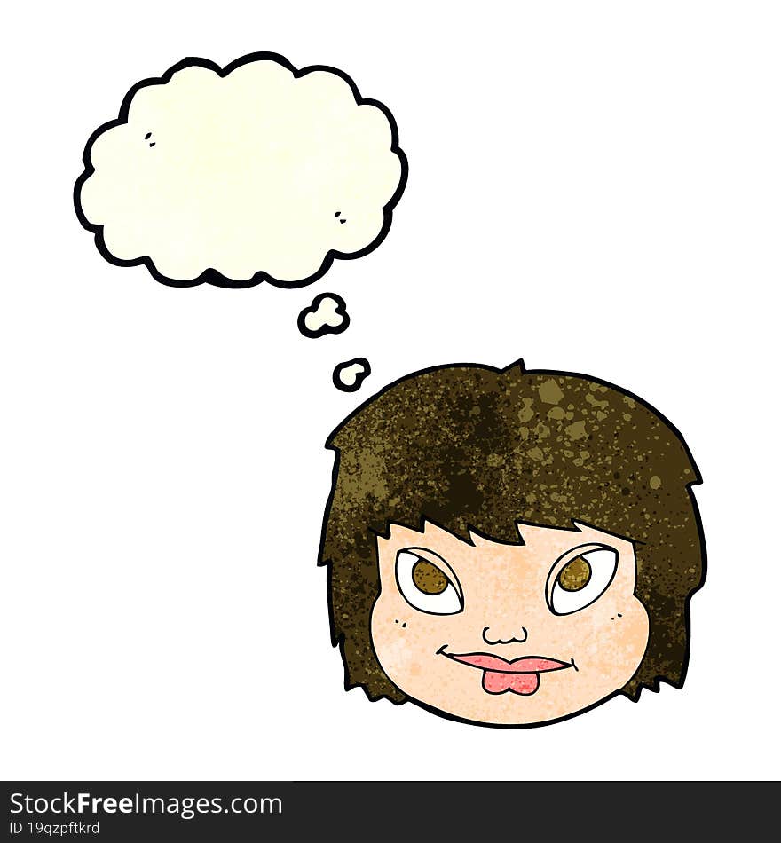 Cartoon Female Face With Thought Bubble