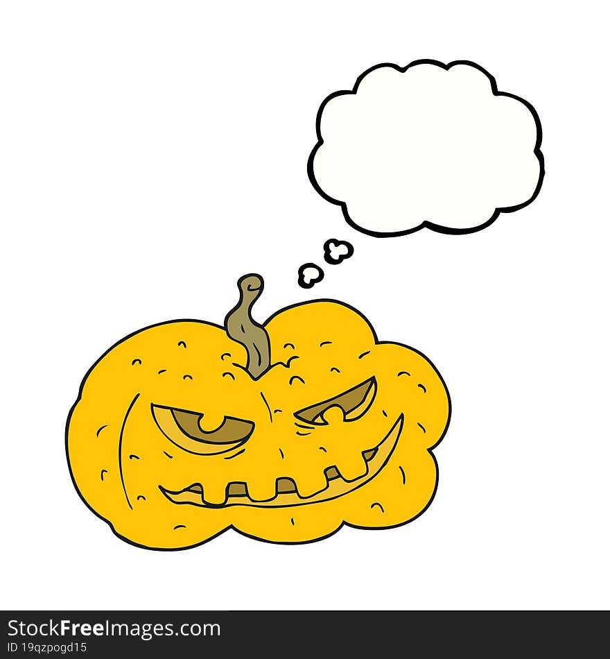 Thought Bubble Cartoon Halloween Pumpkin