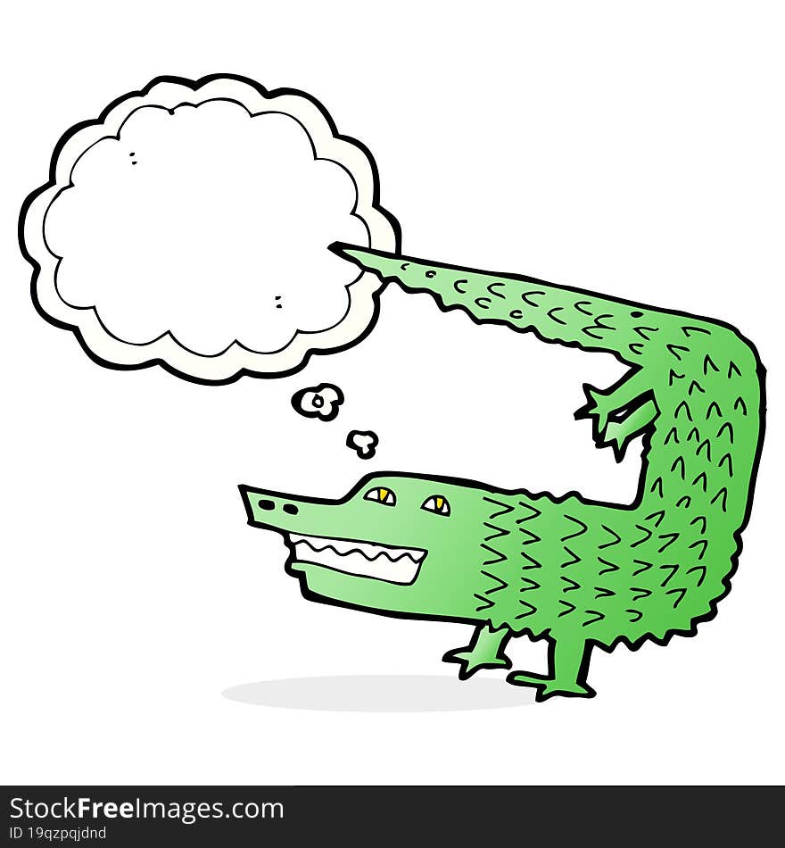 cartoon crocodile with thought bubble