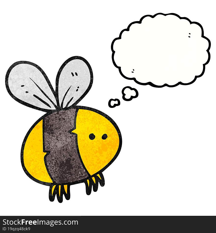 Thought Bubble Textured Cartoon Bee